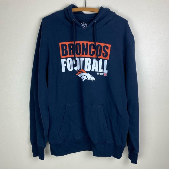 '47 Brand Denver Broncos Football Hoodie Sweatshirt Mens XL Black - Picture 1 of 9